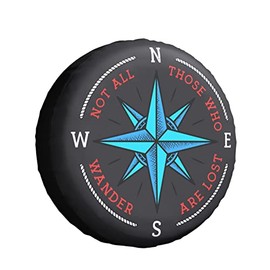 Not All Those Who Wander are Lost Compass Spare Tire Cover 17 Inch Wheel Protector for Truck SUV Trailer Camping Rv Tire Covers