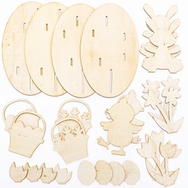 Baker Ross FC615 Easter Scene Wooden Craft Set, Assorted