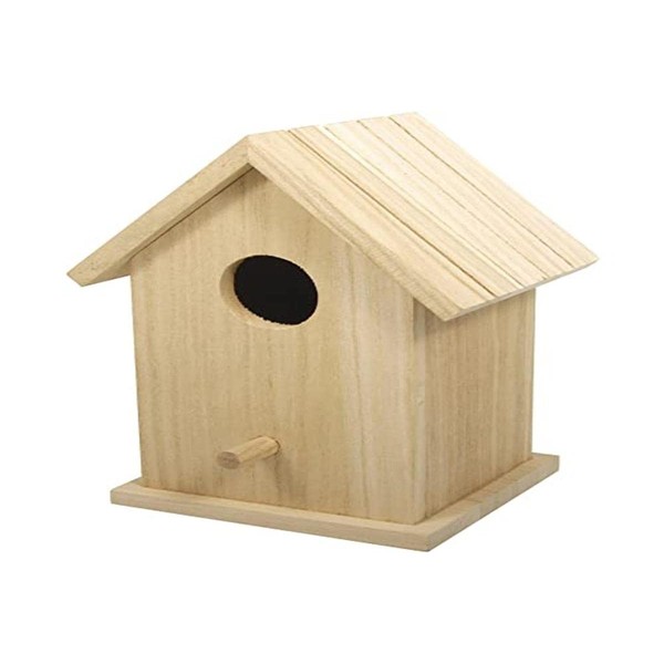 Rayher Hobby 62291000 Decorative Birdhouse with Removable Roof, Natural Wood