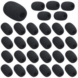 30Pcs Mini Size Lapel Headset Mic Foam Covers, Foam Microphone Windscreen, Mic Foam Covers for Headset Microphone, Black