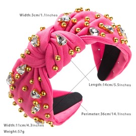 scicent Wedding Hair Accessories Glitter Sparkling Beaded Head Bands Crystal Diamond Embellished Wide Hairband for Party Non-Slip Knotted Hair Bands Fashion Wide Hair Accessories - 25725