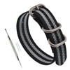 MZBUTIQ 19mm Black/grey Nylon Watch Strap Replacement Band Wrist Band