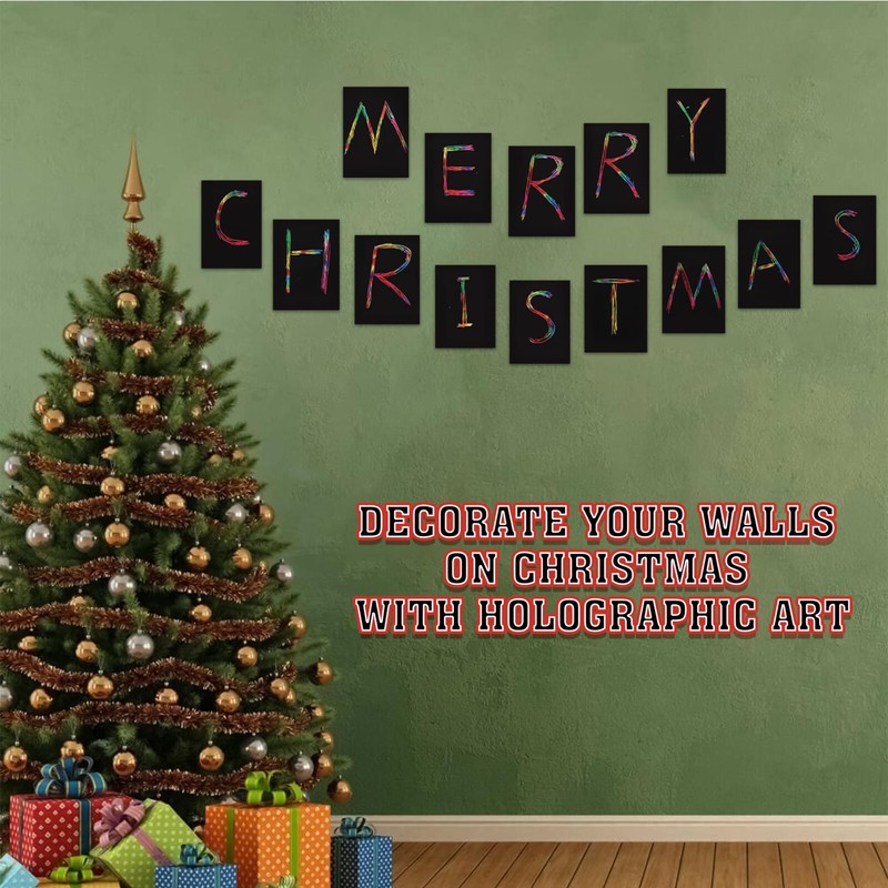 4Pcs Space Holographic Scratch Art Set, 21cm Black Scratch Sheets