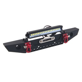 ShareGoo Metal Front Bumper with Lights Bar Tow Trailer Compatible with Traxxas TRX-4 Axial SCX10 90046 90047 SCX10 II 1/10 RC Crawler Car