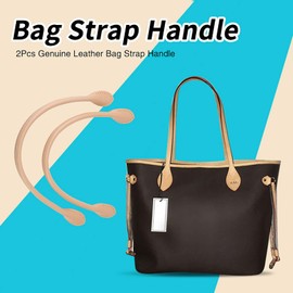 Asas para Bolsos, 2 Piezas de Correas para Bolsos de Cuero Genuino con Agujeros Reemplazo de Correa para Bolso Corto Accesorios para Hacer a Mano DIY para Monedero Cartera (Piel serraje beige)