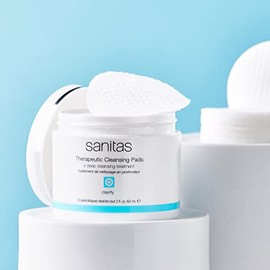 Sanitas Skincare Therapeutic Cleansing Pads (50 Pads / 2 oz) | Clarifying Facial Treatment with Salicylic Acid & Niacinamide | Daily Acne Peel Wipes for Clear Skin