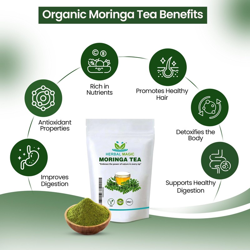 Herbal Magic 100% Pure & Natural Moringa Tea, A Natural