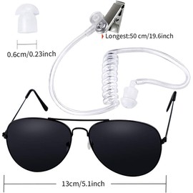 ANYSHOESll 2 Pieces Men in Black Props Includes Earpiece Earplugs Acoustic Tube Headset and Sunglasses Spy Accessories