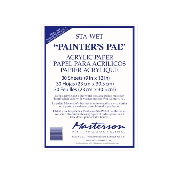Masterson Sta-Wet Painter’s Pal Palette Acrylic Paper Refill 30 Sheets