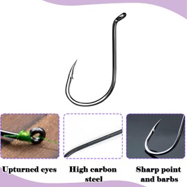 Natufish Octopus Hooks Saltwater Kit 8 Sizes Barbed Beak Fishing Hooks Offset/Upturned Eye/High Carbon Steel for Fishing Rigs Catfish 100Pcs