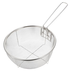 DOITOOL Stainless Steel Deep Fry Basket Round Wire Mesh Fry Basket, French Chip Frying Serving Basket With Folding Handle for Kitchen Frying