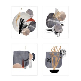 Twisted R Design Wall Art Canvas Prints - 4 Abstract Art Prints Decor Wrapped Canvas - 8x10 Abstract-Themed Pictures - Made in USA Wall Art for Living Room, Bedroom, Office, & More - Coco Abstract