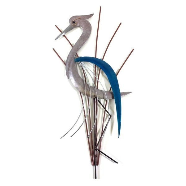 New Contemporary Metal Wall Art Sculpture – Abstract Bird/Heron Head Down