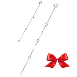 ELDA & CO. Sterling Silver Necklace Extenders Chain Set of 2 Pcs Pack 3" 5" - Solid 925 Sterling Silver Fine Chain Dianty Durable Adjustable
