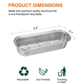 HARFINGTON 20pcs Aluminum Foil Pie Pans 6.5" Rectangle Disposable Non-stick Baking Pans for Pies Quiches Tarts Baking Cooking Reheating Parties, Silver