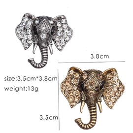 2pcs Elephant Animal Brooch Pins Set for Women Crystal Elephant Corsage Brooches Pin for Unisex Vintage Brooch Pin Jewelry