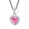 Lulu Mel Love Diamond Heart Pendant Necklace Cubic Zirconia Necklace for Women Men, Iced Out Colored Birthstone Pendant Gift Valentine's Day/Mother's Day/Christmas/Anniversary/Birthday Gift (Pink)