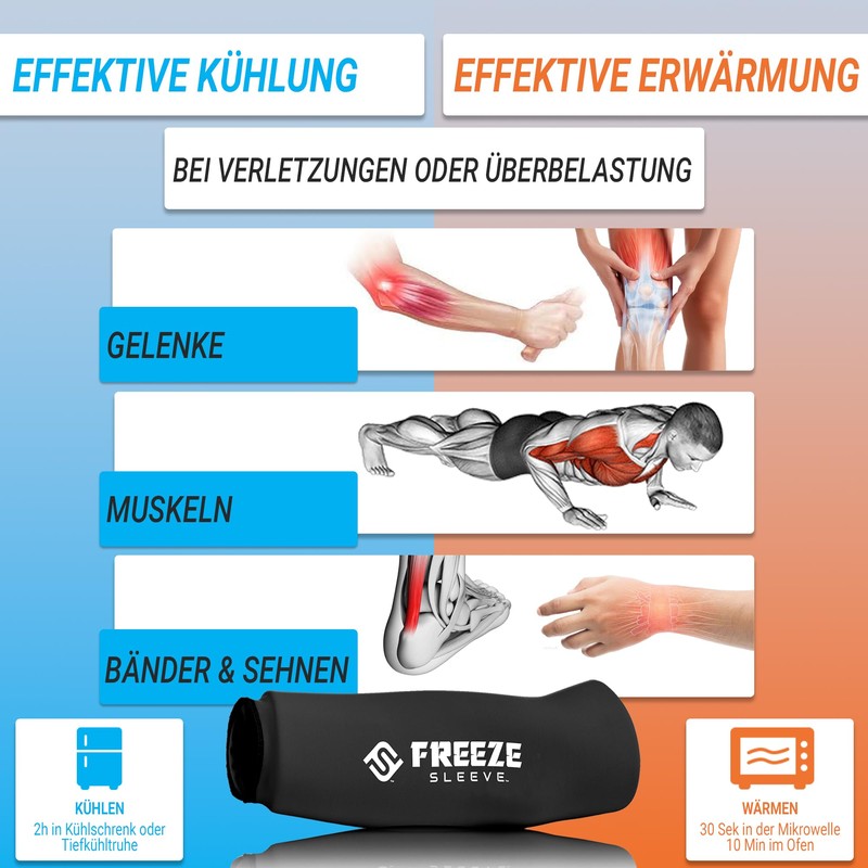FreezeSleeve Ice & Heat Therapy Sleeve- Reusable, Flexible Gel Hot/Cold