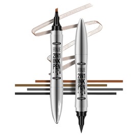 UNYOKE Eyeliner Double Ended 4 Prong Eyebrow Pencil, 2 in 1, Waterproof, Sweat Resistant, Smear Resistant, Natural Makeup Effect-03# Gray Color