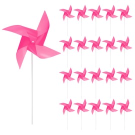 sourcing map 50pcs Windmills for the Yard Garden 15.7" x 9.1" 4 Leaves Pinwheels Wind Mills Spinners Windproof Waterproof Bird Devices with Stakes for Patio Decor, Pink