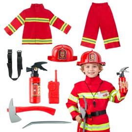 Breevo Kids Firefighter Costume Toddler Fireman Costume Fire Fighter Costume Firefighter Costume 5T