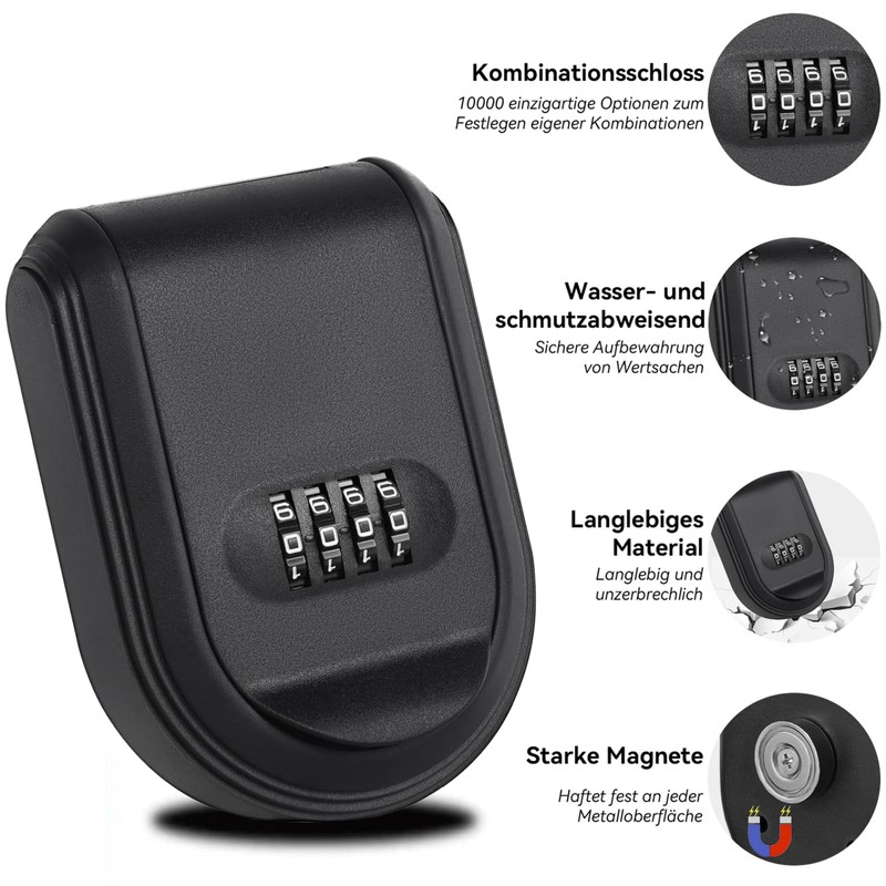 WwuHua Key Safe with Number Code, Key Safe with Magnetic