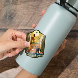 Die Cut Sticker Mammoth Lakes, California, Forest Animals and Pine Trees, Geometric, Vinyl Sticker 3 to 6 inches, (Waterproof Decal for Cars, Water Bottles, Laptops, Coolers), Large