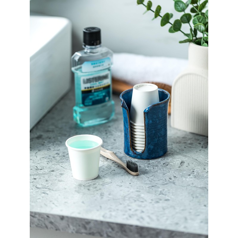 YHOJOY Bathroom Cup Holder, Ceramic Bathroom Cup Dispenser 3 Oz,