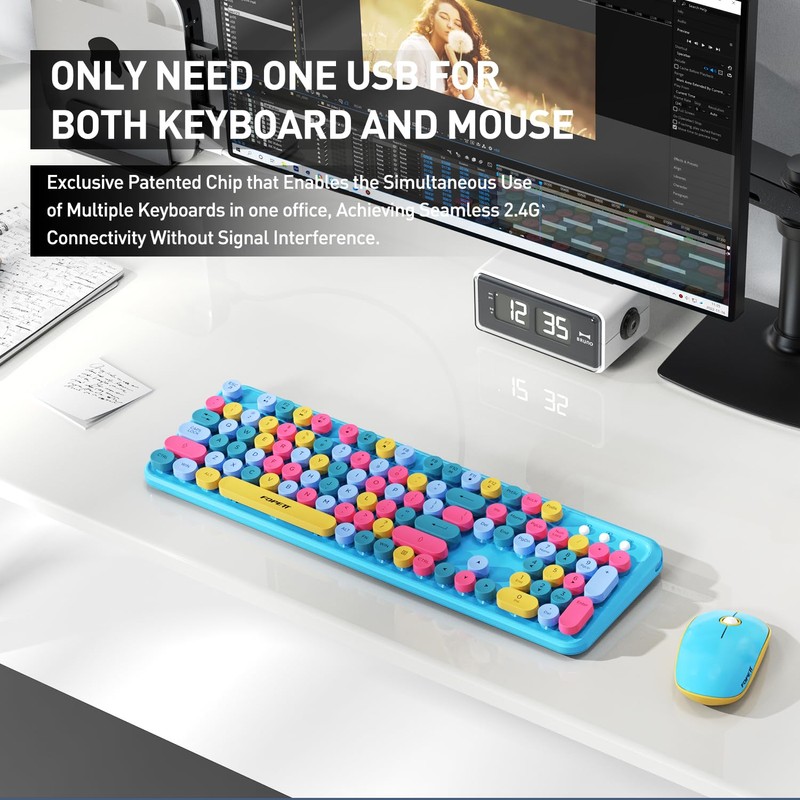 Wireless Keyboard and Mouse Combo, 2.4 GHz Wireless Full-Sized Typewriter