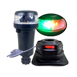 Pactrade Marine Navigation Lights for Boats LED - Red/Green Battery Powered Nav Lights for Boats - Surface Mounts (Curved), Fixed Base, 3-Mode Operation - 1NM Waterproof