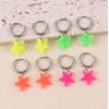 80s Retro Neon Acrylic Star Earrings - Vibrant Fluorescent Hoop