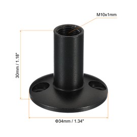 PATIKIL Microphone Flange Mount, M10 Fine Thread Female Thread Nut Screw Round Base for Microphone Gooseneck Hose Adapter, Black