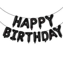 Happy Birthday Balloons Letters, Black 16 Inch 3D Mylar Foil Letters Balloons for Kids Child Adults Boys Girls Birthday Party Sign Decorations Supplies