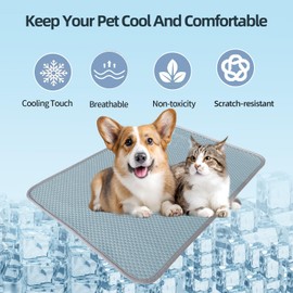 Summer Pet Cooling Mat for Dogs and Cats, Ice Silk & 3D Mesh Self Cool Pad,No Freeze All-Day Cool,Scratch-Proof and Washable Sleeping Pad for Bed,Indoor&Outdoor Floor, Car Seats (Blue, 20x16in)