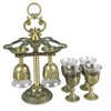 6Pcs Chinese Chalice Retro Style Zinc Alloy Glass Embossed Flower