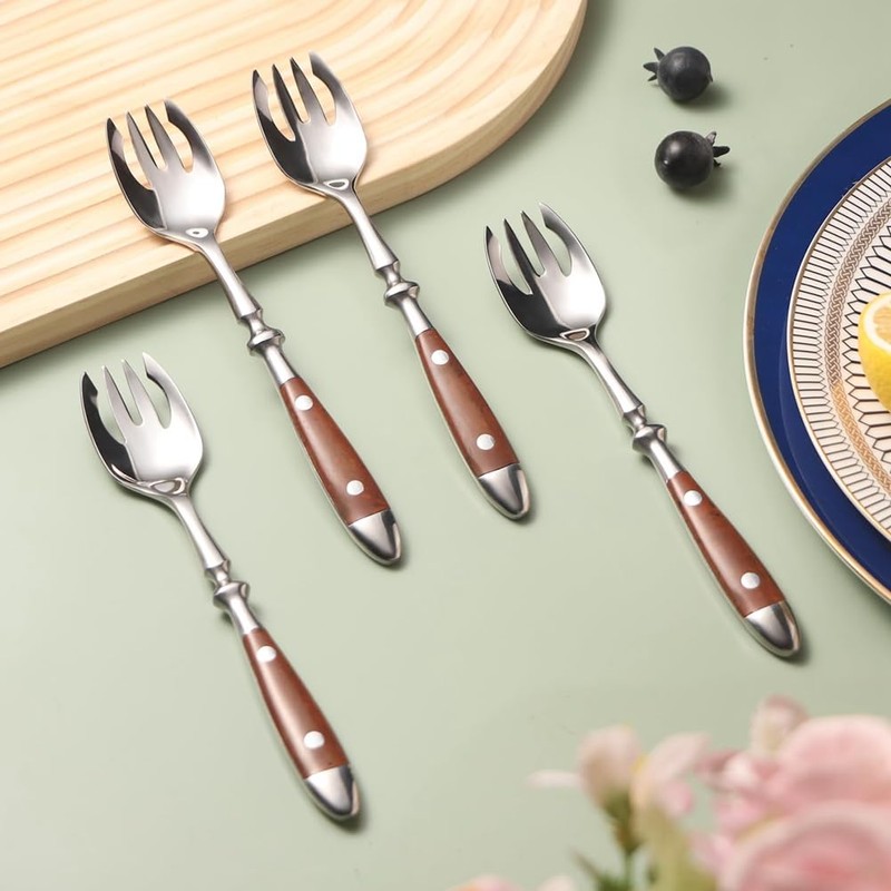 4 Pcs Sporks Set Stainless Steel Salad Spoons with Bakelite