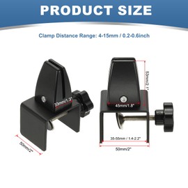 PATIKIL 1.8x1.3x2.1" Desk Divider Support Clamp, 2 Pcs Aluminum Desk Shield Clamp Desk Divider Partition Clamp Sneeze Guard Clamp Bracket for Office Home Desk Panel, Black