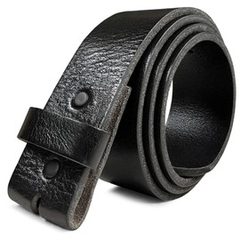 Cowboy Craft Casual Leather Belt Replacement Strap 100% One Piece Genuine Full Leather Belt Strap with Snaps 1-1/2"(38mm) wide No Buckle (Black, 44)