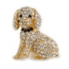 Clear Crystal Puppy Dog Brooch In Silver Tone - 35mm