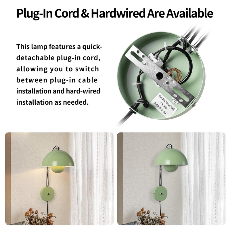COSYLUX Modern Sleek Plug in Wall Sconce, Hardwired & Corded