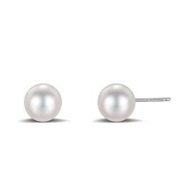 Silver Pearl Stud Earrings for Women Trendy Fashion 6mm Round Pearl Jewelry for Girls Gift