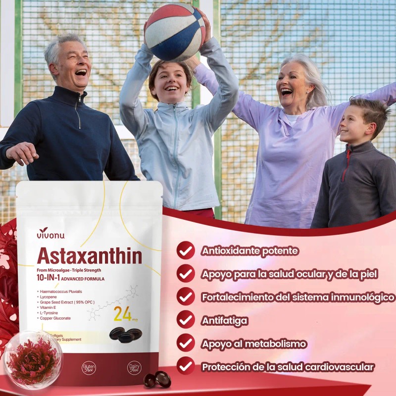 Suplementos De 10 En 1 Astaxantina 24 Mg,dosis De 120