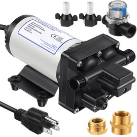 Water Pressure Booster Pump 110v 5.5 GPM 70 PSI, Self Priming Industrial Water Pump with Power Plug, Pipe Fittings Brass Connector Strainer Filter for Kitchen Bathroom Rv Marine Caravan Garden(Black)