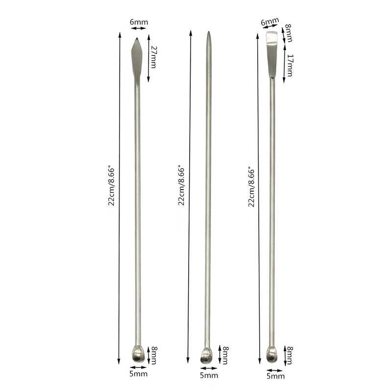 Honbay 3pcs Stainless Steel Long Handle Micro Lab Scoop Reagent