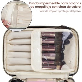 Bolsa De Cosméticos De Viaje De Gran Capacidad, Bolsa De Cosméticos Portátil De Cuero Resistente Al Agua, Bolsa De Cosméticos Multifuncional Para Mujer Con Asas (negro)