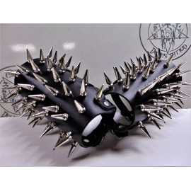 metaldevastation.com BLASPHEMY    LEATHER  BRACER RIVET SPIKED OLD SCHOOL    BLACK METAL (MDLG0189) - RIGHT, LACES, SMALL  (unisex sizes)