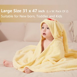 JOYNCLEON 2 Pack Toddler Bath Towels with Hood Thick Toddler Towels 0-5 Year, Baby Hooded Bath Towels Set for Girl Boy, Super Absorbent Toddler Hooded Towels Rabbit&Beast