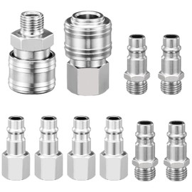 GVPOELR Compressed Air Coupler, Pack of 10, Silver, Copper, Metric, Nickel, Robust and Durable, Dust and Waterproof, Quick Connect, Wide Application