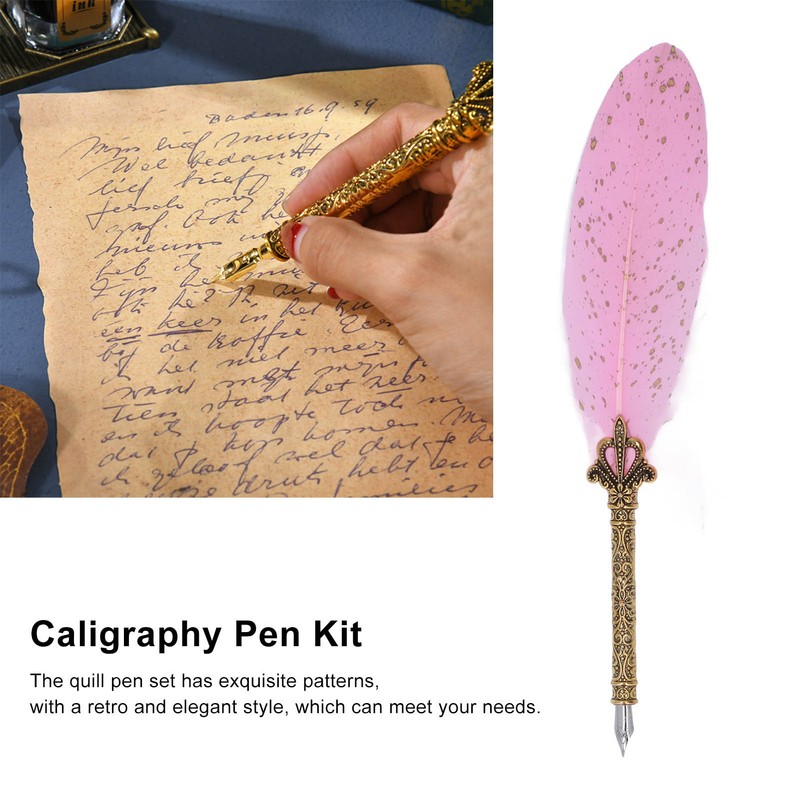 Quill Pen Set Retro Elegant Exquisite Pattern Smoothing Writing Feather