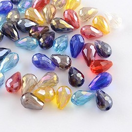 X78-40 Czech Crystal Beads Glass Beads – Colourful – 11 mm x 8 mm Drop Shape Fire-Polished Jewellery Beads Crystal Cut Beads Glass Beads